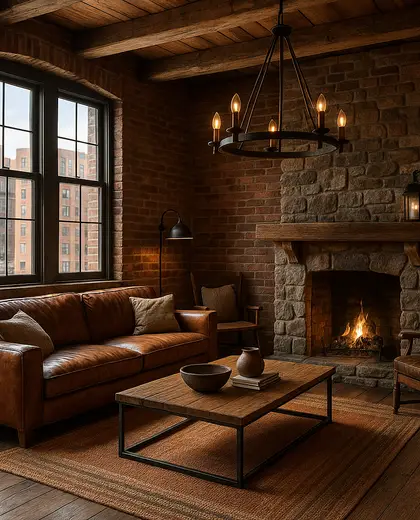 rustic house — living room (urban)