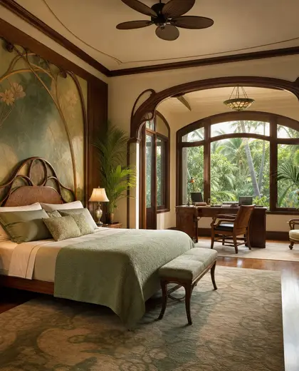 art nouveau office space — master bedroom (tropical)