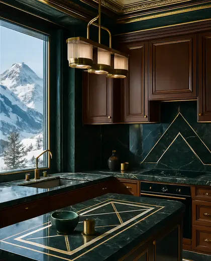 art deco penthouse — small kitchen (alpine)