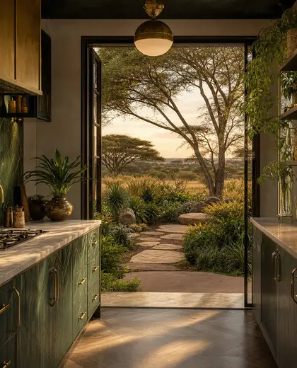 art deco garden — small kitchen (savanna)