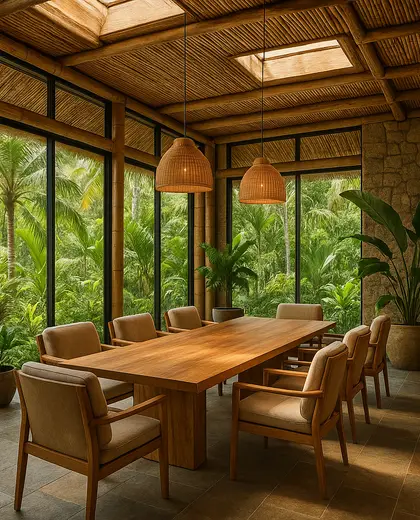 sustainable salon — meeting room (tropical)