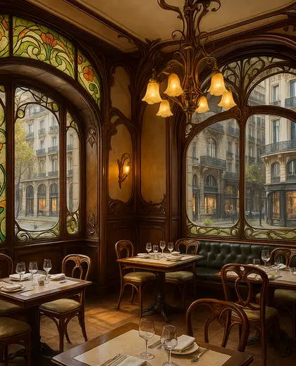 art nouveau hotel — informal dining room (urban)