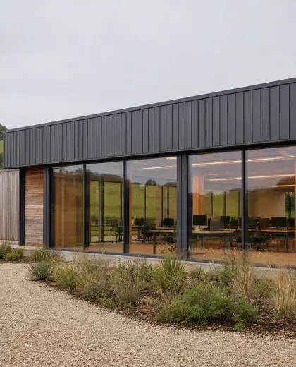 modern facade — open office (rural)
