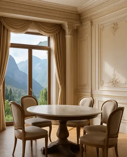 neoclassical apartment — informal dining room (mountain)