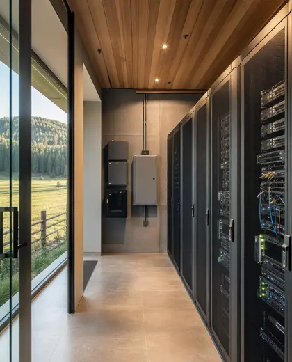 modern condo — server room (rural)