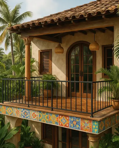 eclectic house — balcony (tropical)