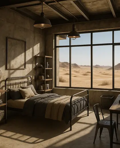 industrial home — youth bedroom (desert)