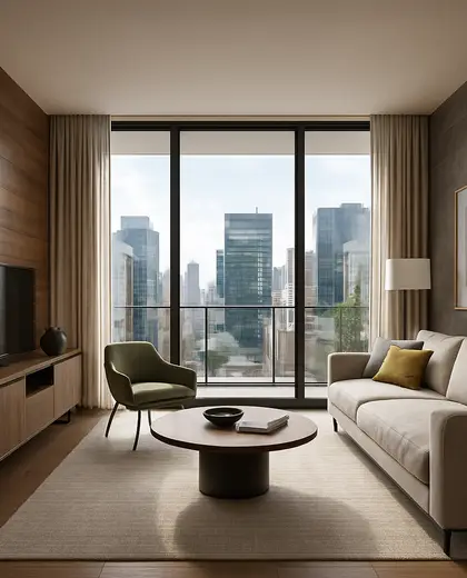 contemporary apartment — living room (urban)