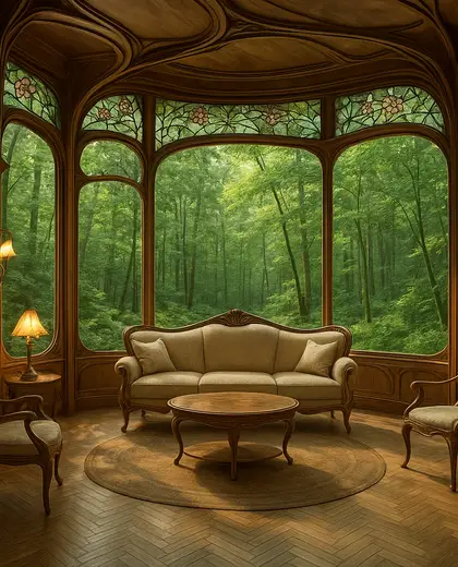 art nouveau building — living room (forest)