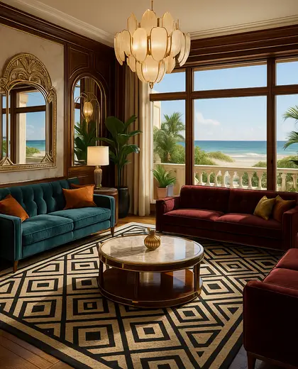 art deco home — family room (beach)
