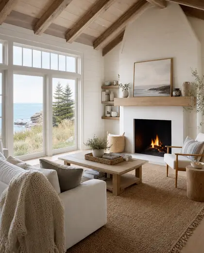 scandinavian farmhouse — living room (coastal)