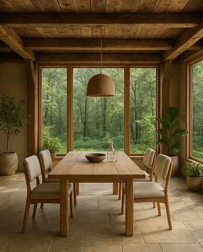 sustainable farmhouse — dining room (forest)