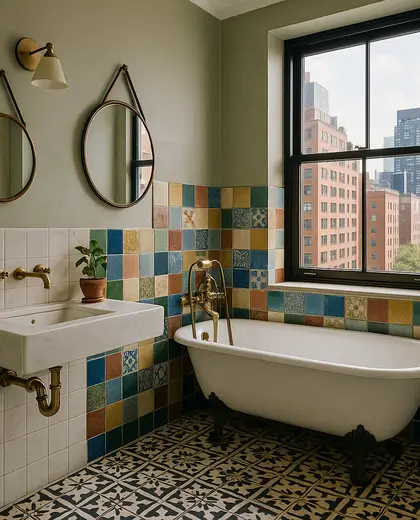 eclectic apartment — bathroom (urban)