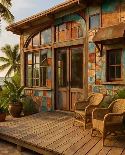 eclectic facade — deck (beach)