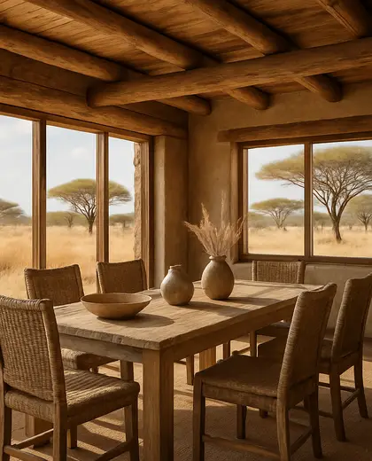 rustic house — dining room (savanna)