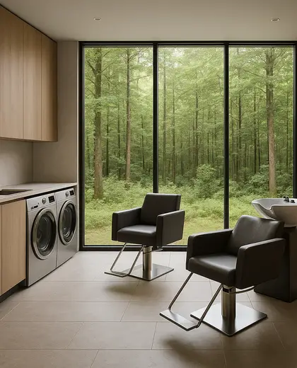 modern salon — laundry room (forest)