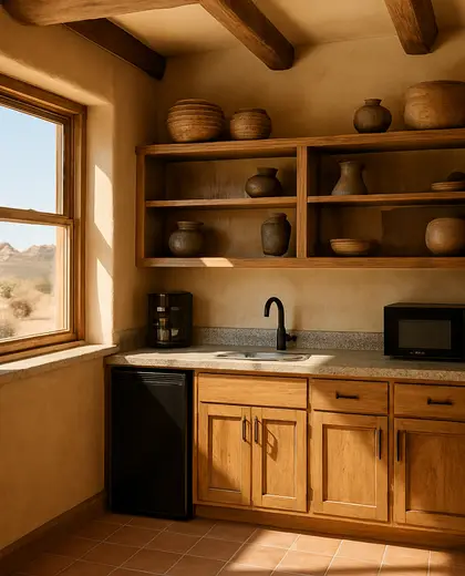 rustic office space — small kitchen (desert)