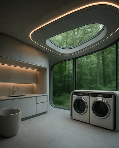 futuristic theater — laundry room (forest)