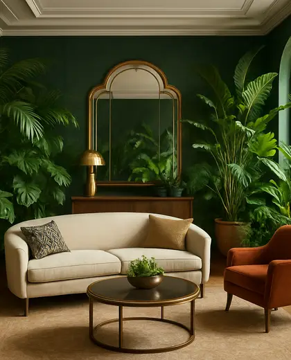 art deco indoor garden — family room (tropical)
