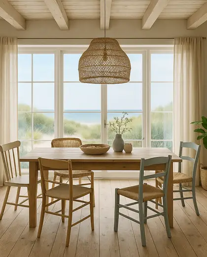 sustainable farmhouse — dining room (coastal)