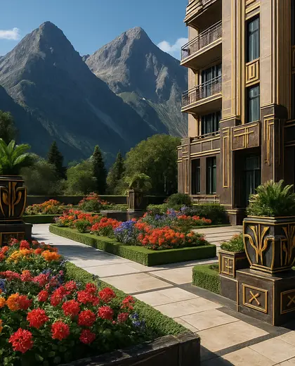 art deco apartment — flower bed (mountain)