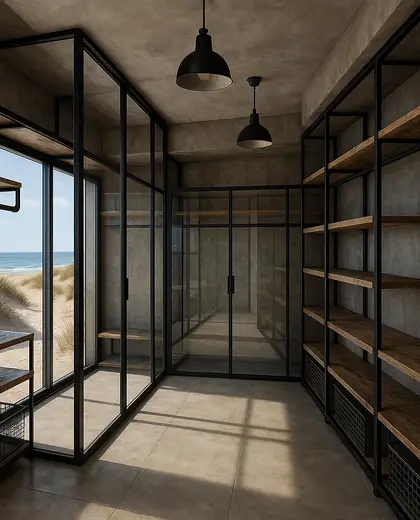 industrial salon — walk in closet (beach)