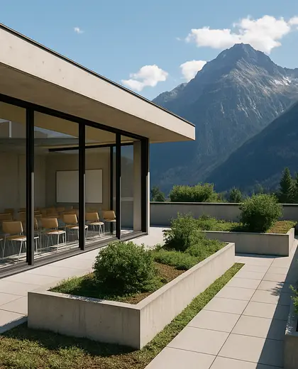 bauhaus rooftop garden — training room (mountain)