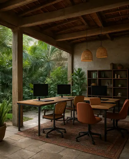 eclectic yard — open office (tropical)