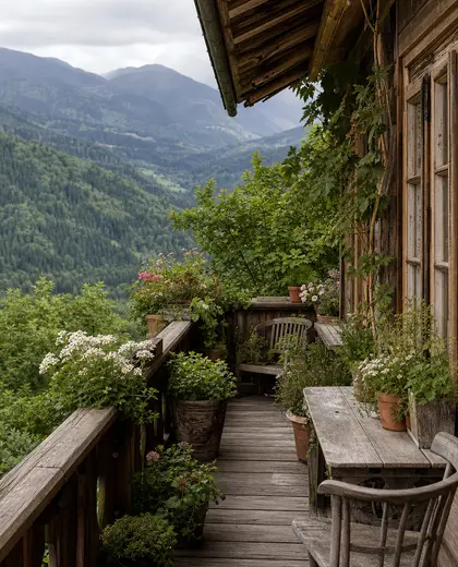 vintage farmhouse — balcony garden (mountain)