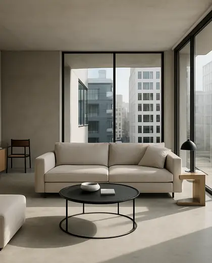 minimalist house — living room (urban)