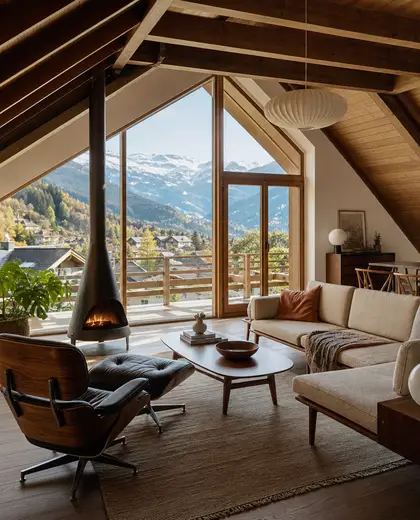 mid-century modern apartment — attic (alpine)