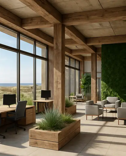 sustainable office space — main hall (coastal)