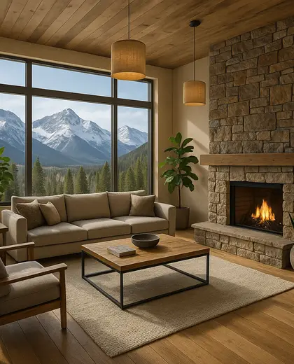 sustainable condo — family room (mountain)