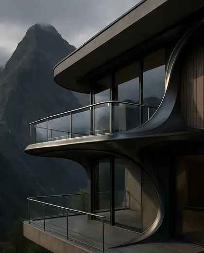 futuristic house — balcony (mountain)