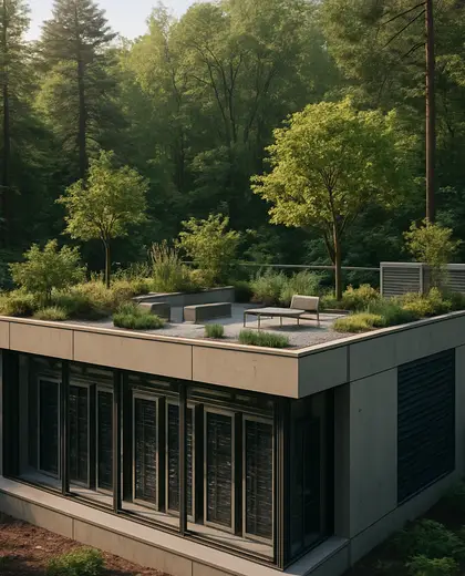 contemporary rooftop garden — server room (forest)