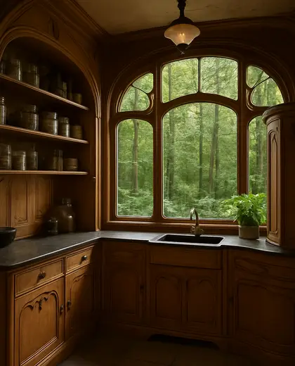 art nouveau apartment — pantry (forest)