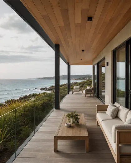 contemporary building — veranda (coastal)