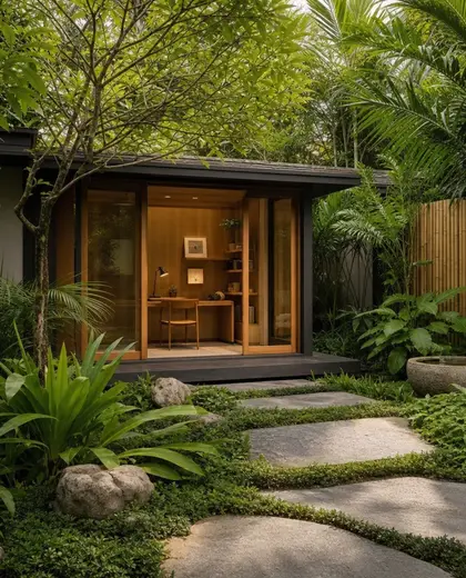 japandi yard — study (tropical)