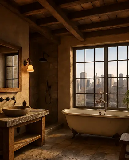 rustic penthouse — bathroom (urban)