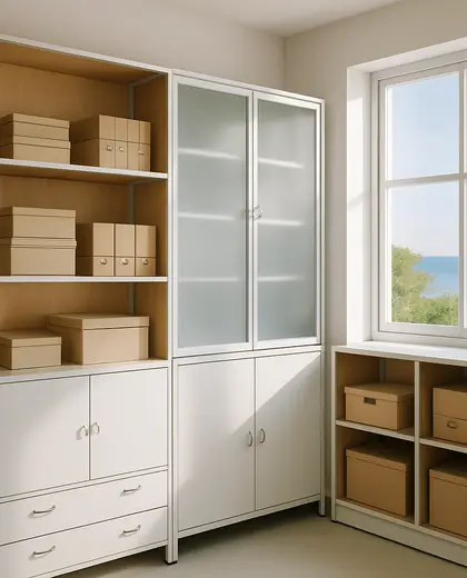 bauhaus office space — storage room (coastal)