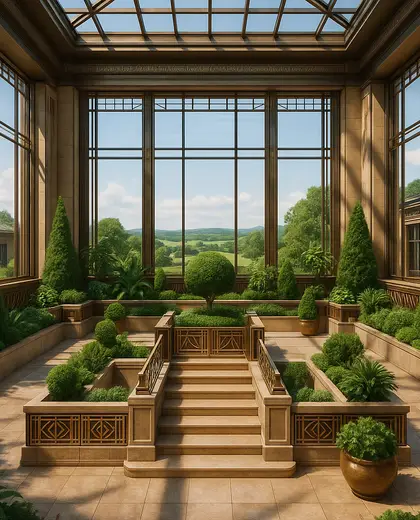art deco rooftop garden — atrium (rural)