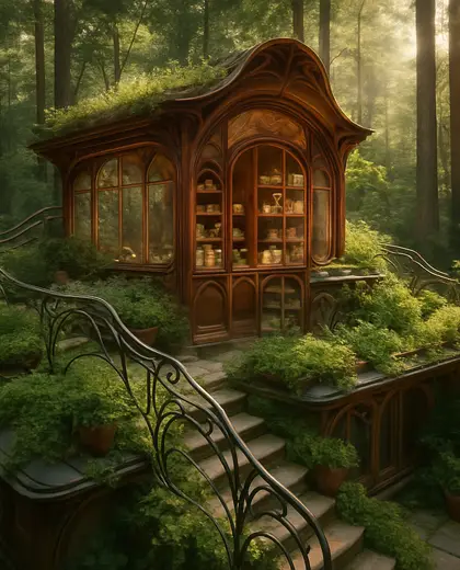 art nouveau rooftop garden — pantry (forest)