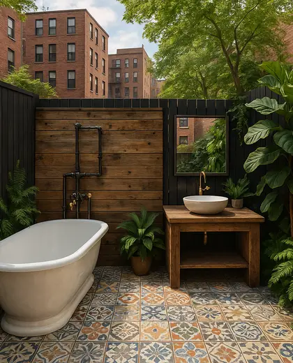 eclectic yard — bathroom (urban)