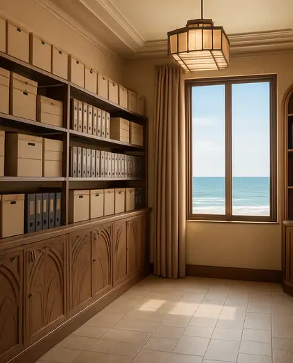 art deco office space — storage room (coastal)