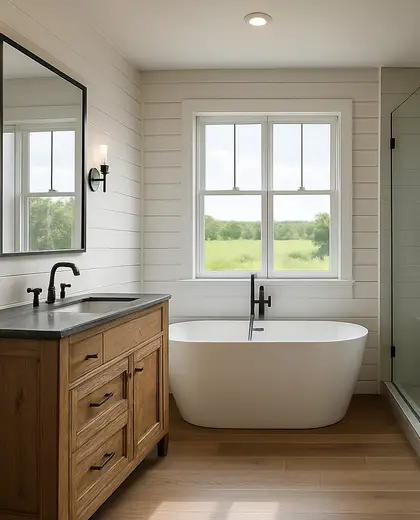 contemporary farmhouse — bathroom (rural)