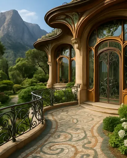 art nouveau backyard — terrace (mountain)