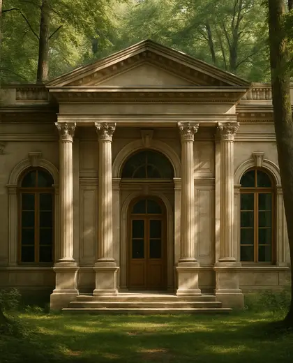 neoclassical facade — living room (forest)