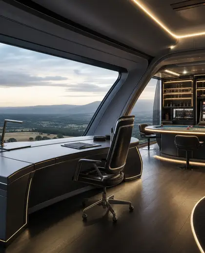 futuristic casino — home office (rural)