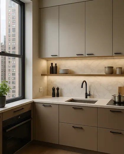 modern apartment — small kitchen (urban)