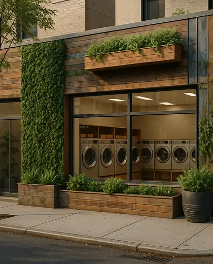 sustainable facade — laundry room (urban)